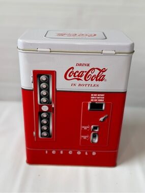 Coca Cola Red and White Vintage Vending Tin Case